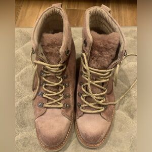 Bionica Lavender Purple Fuzy Lace-up Boots